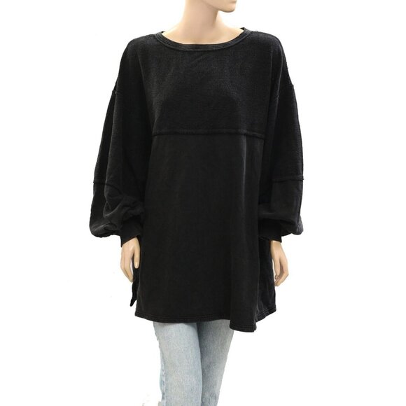 Free People We The Free Coastal Solid Crew Sweatshirt Top Oversized XS 275708 - Picture 5 of 8